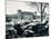 Duesseldorf: Historic Picture of the Rheinterrasse Building with Parking Cars-null-Mounted Photographic Print