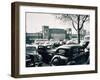 Duesseldorf: Historic Picture of the Rheinterrasse Building with Parking Cars-null-Framed Photographic Print