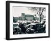 Duesseldorf: Historic Picture of the Rheinterrasse Building with Parking Cars-null-Framed Photographic Print