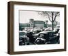 Duesseldorf: Historic Picture of the Rheinterrasse Building with Parking Cars-null-Framed Photographic Print