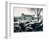 Duesseldorf: Historic Picture of the Rheinterrasse Building with Parking Cars-null-Framed Photographic Print