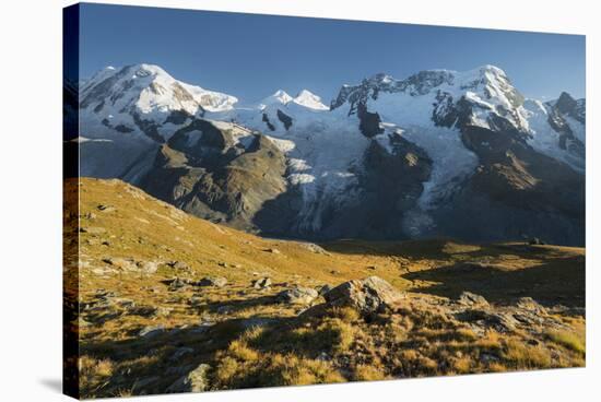 Dufourspitze, Lyskamm, Breithorn, Gornergletscher, Gornergrat, Valais, Switzerland-Rainer Mirau-Stretched Canvas