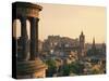 Dugald Stewart Monument and View over Princes Street, Edinburgh, Lothian, Scotland-Rainford Roy-Stretched Canvas