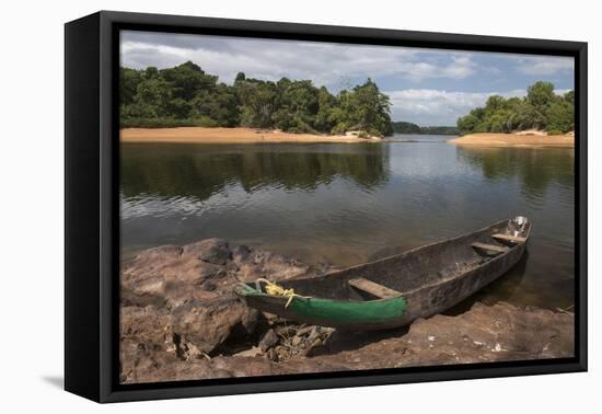 Dugout Canoe. Fairview, Iwokrama Reserve, Guyana-Pete Oxford-Framed Stretched Canvas