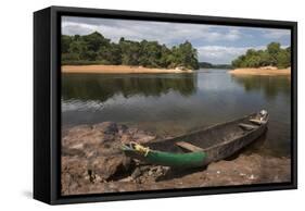 Dugout Canoe. Fairview, Iwokrama Reserve, Guyana-Pete Oxford-Framed Stretched Canvas