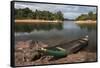 Dugout Canoe. Fairview, Iwokrama Reserve, Guyana-Pete Oxford-Framed Stretched Canvas