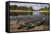 Dugout Canoe. Fairview, Iwokrama Reserve, Guyana-Pete Oxford-Framed Stretched Canvas