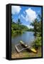 Dugout Canoe on the Wailua River. Kauai, Hawaii, United States of America, Pacific-Michael Runkel-Framed Stretched Canvas