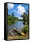 Dugout Canoe on the Wailua River. Kauai, Hawaii, United States of America, Pacific-Michael Runkel-Framed Stretched Canvas