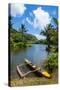 Dugout Canoe on the Wailua River. Kauai, Hawaii, United States of America, Pacific-Michael Runkel-Stretched Canvas