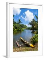 Dugout Canoe on the Wailua River. Kauai, Hawaii, United States of America, Pacific-Michael Runkel-Framed Photographic Print