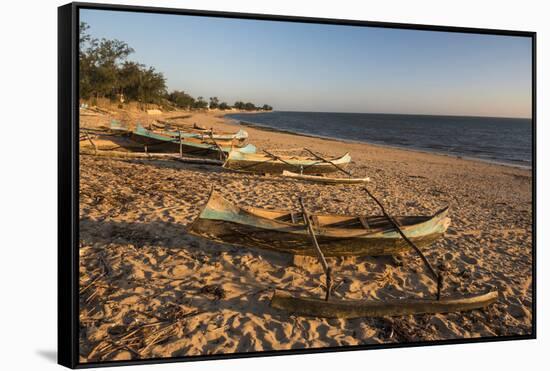Dugout Canoes Used as Fishing Boats on Ifaty Beach at Sunset, South West Madagascar, Africa-Matthew Williams-Ellis-Framed Stretched Canvas