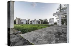 Duisburg, North Rhine-Westphalia, Garten Der Erinnerung with View at the Jewish Parish Hall-Bernd Wittelsbach-Stretched Canvas