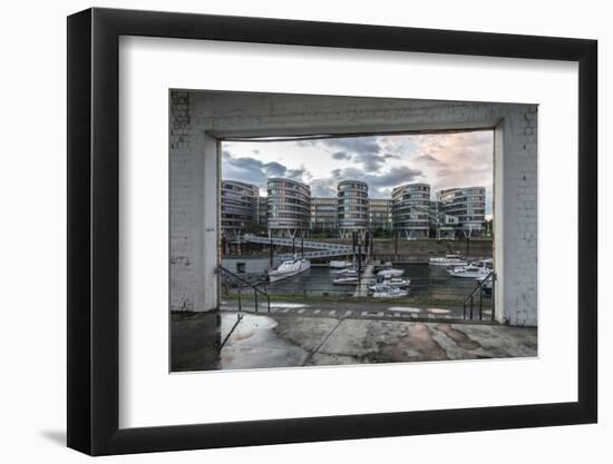 Duisburg, North Rhine-Westphalia, Germany, Five Boats Office Building in the Duisburg Inner Harbour-Bernd Wittelsbach-Framed Photographic Print