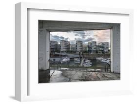 Duisburg, North Rhine-Westphalia, Germany, Five Boats Office Building in the Duisburg Inner Harbour-Bernd Wittelsbach-Framed Photographic Print