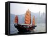 Duk Ling Junk Boat Sails in Victoria Harbor, Hong Kong, China-Russell Gordon-Framed Stretched Canvas