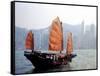 Duk Ling Junk Boat Sails in Victoria Harbor, Hong Kong, China-Russell Gordon-Framed Stretched Canvas