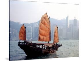 Duk Ling Junk Boat Sails in Victoria Harbor, Hong Kong, China-Russell Gordon-Stretched Canvas