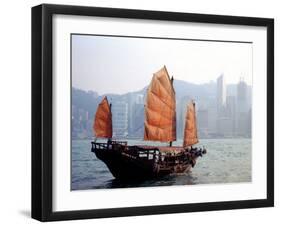 Duk Ling Junk Boat Sails in Victoria Harbor, Hong Kong, China-Russell Gordon-Framed Premium Photographic Print