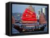 Duk Ling Junk Boat Sails in Victoria Harbor, Hong Kong, China-Russell Gordon-Framed Stretched Canvas