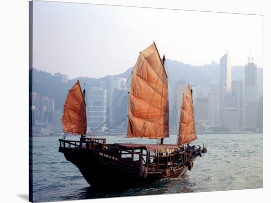 Duk Ling Junk Boat Sails in Victoria Harbor, Hong Kong, China-Russell Gordon-Stretched Canvas