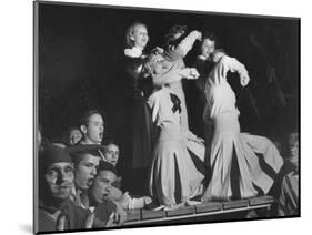 Duke Cheerleaders Cheering Amound the Fans in the Bleachers-Mark Kauffman-Mounted Photographic Print