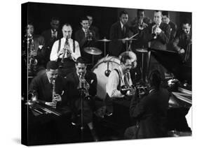 Duke Ellington During Jam Session with Band Members Probably in Photographer Gjon Mili's Studio-Gjon Mili-Stretched Canvas