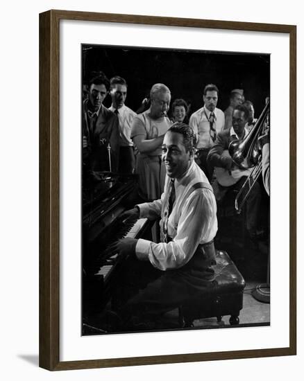 Duke Ellington Playing Don't Get Around Much Anymore-Gjon Mili-Framed Photographic Print