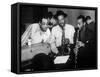 Duke Ellington with Ben Webster and Jimmy Hamilton at Carnegie Hall, 1948-null-Framed Stretched Canvas