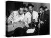 Duke Ellington with Ben Webster and Jimmy Hamilton at Carnegie Hall, 1948-null-Stretched Canvas
