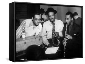 Duke Ellington with Ben Webster and Jimmy Hamilton at Carnegie Hall, 1948-null-Framed Stretched Canvas