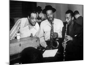 Duke Ellington with Ben Webster and Jimmy Hamilton at Carnegie Hall, 1948-null-Mounted Photo
