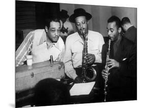 Duke Ellington with Ben Webster and Jimmy Hamilton at Carnegie Hall, 1948-null-Mounted Photo