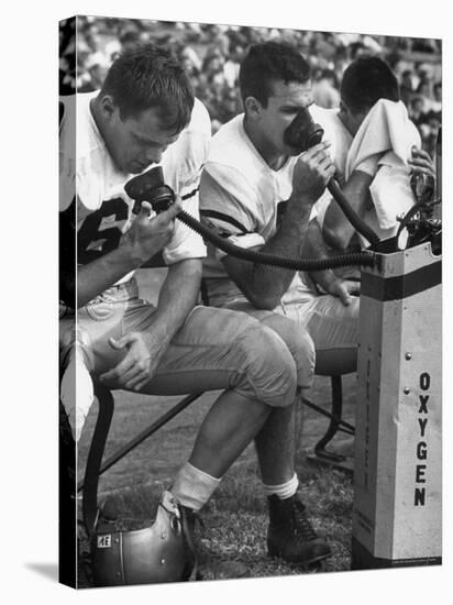 Duke Football Players Breathing Oxygen from a Bottle During the Game-Mark Kauffman-Stretched Canvas