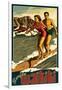 Duke Kahanamoku Surfing Scene, Waikiki, Hawaii-Lantern Press-Framed Art Print