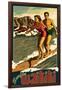 Duke Kahanamoku Surfing Scene, Waikiki, Hawaii-Lantern Press-Framed Art Print