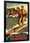 Duke Kahanamoku Surfing Scene, Waikiki, Hawaii-Lantern Press-Framed Art Print