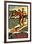 Duke Kahanamoku Surfing Scene, Waikiki, Hawaii-Lantern Press-Framed Art Print