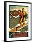 Duke Kahanamoku Surfing Scene, Waikiki, Hawaii-Lantern Press-Framed Art Print