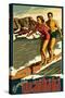 Duke Kahanamoku Surfing Scene, Waikiki, Hawaii-Lantern Press-Stretched Canvas