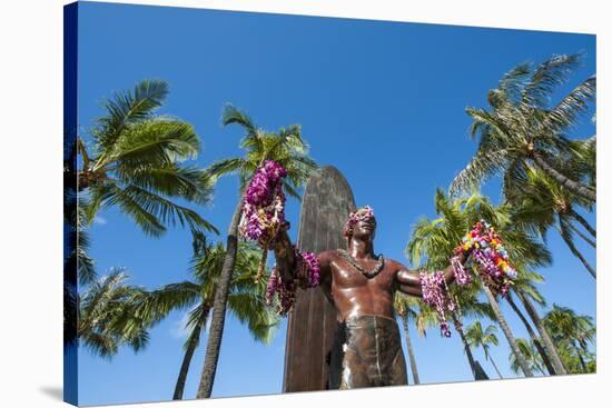 Duke Paoa Kahanamoku, Waikiki Beach, Honolulu, Oahu, Hawaii, United States of America, Pacific-Michael DeFreitas-Stretched Canvas