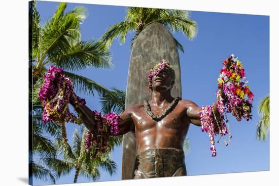 Duke Paoa Kahanamoku, Waikiki Beach, Honolulu, Oahu, Hawaii-Michael DeFreitas-Stretched Canvas