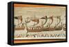 Duke William and his fleet cross the Channel to Pevensey, detail from the Bayeux Tapestry-null-Framed Stretched Canvas