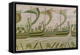 Duke William and His Fleet Cross the Channel to Pevensey, from the Bayeux Tapestry, Before 1082-null-Framed Stretched Canvas