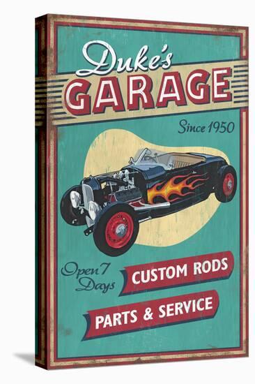 Dukes Garage - Vintage Sign-Lantern Press-Stretched Canvas