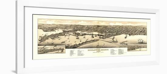 Duluth, Minnesota - Panoramic Map-Lantern Press-Framed Premium Giclee Print