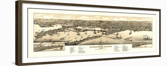 Duluth, Minnesota - Panoramic Map-Lantern Press-Framed Premium Giclee Print