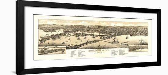 Duluth, Minnesota - Panoramic Map-Lantern Press-Framed Premium Giclee Print