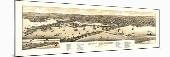 Duluth, Minnesota - Panoramic Map-Lantern Press-Mounted Premium Giclee Print