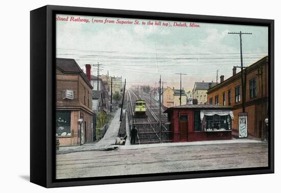Duluth, Minnesota - View of the Superior St Incline Railway-Lantern Press-Framed Stretched Canvas